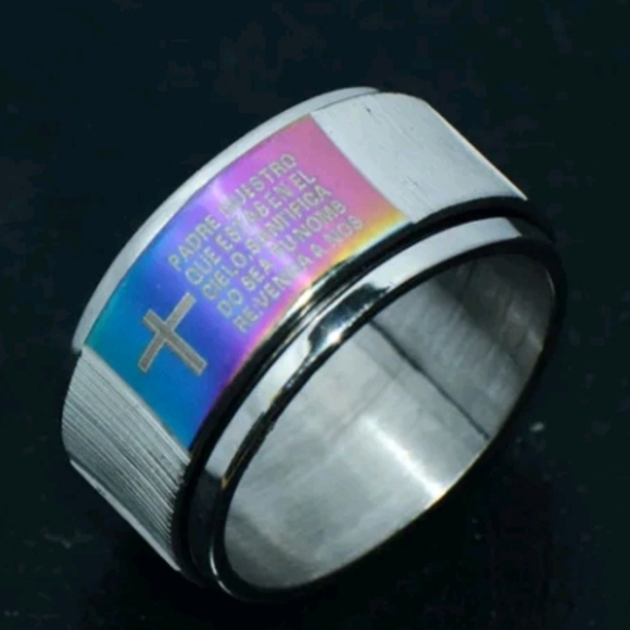Big Bible Cross Mens Womens Wide Ring size 10 - Picture 4 of 8